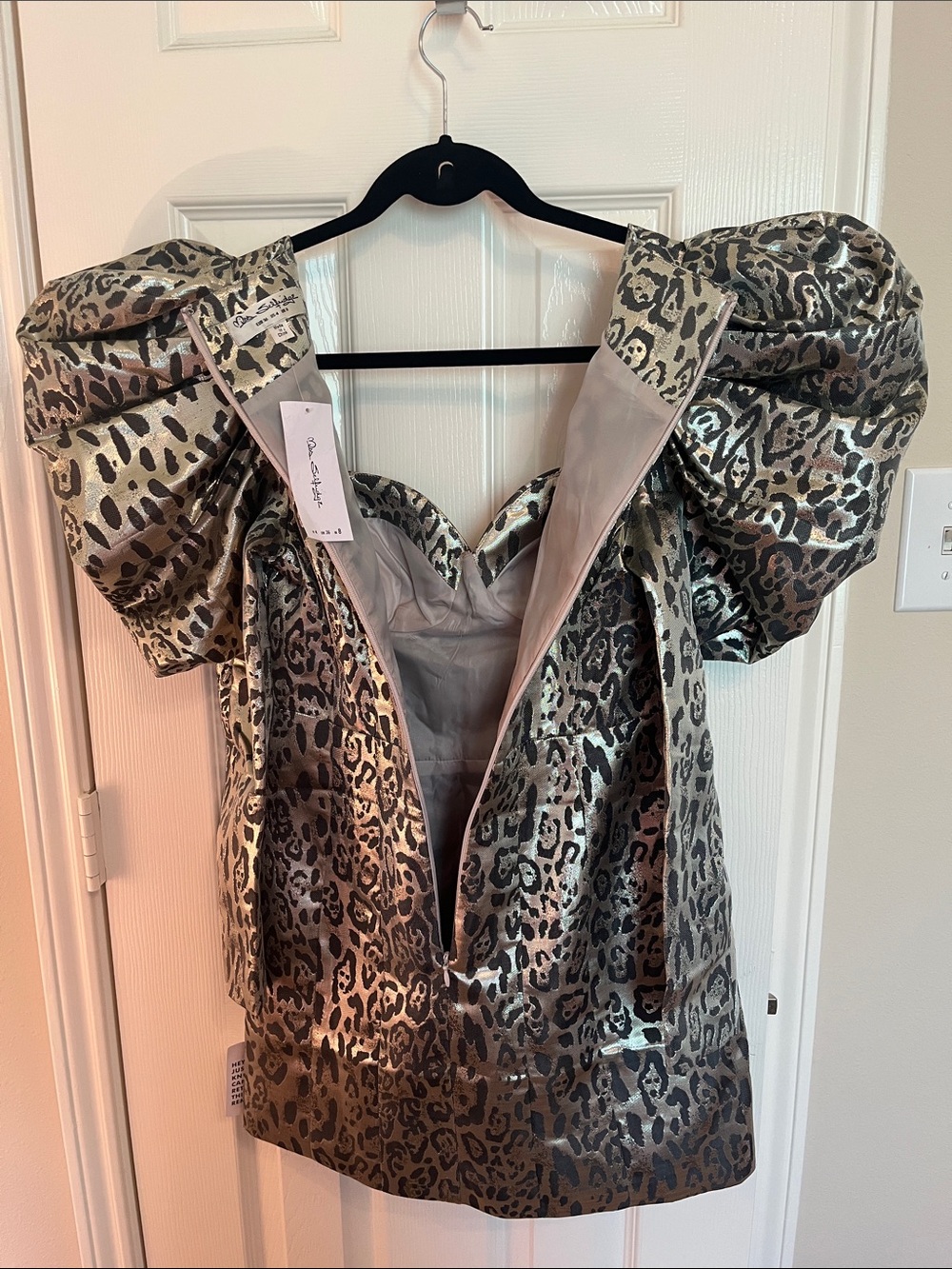 NWT Miss Selfridge Metallic Leopard Mini Dress - Picture 8 of 11